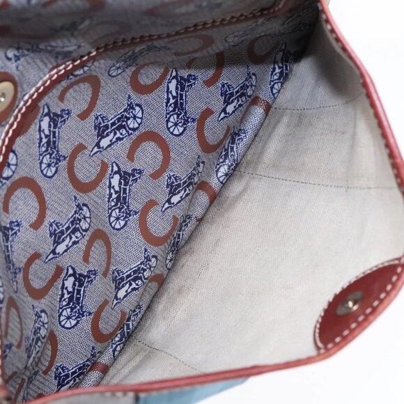 CELINE C Sulky Shoulder Bag PVC Gray Brown gold Auth 92150 - Picture 9 of 16